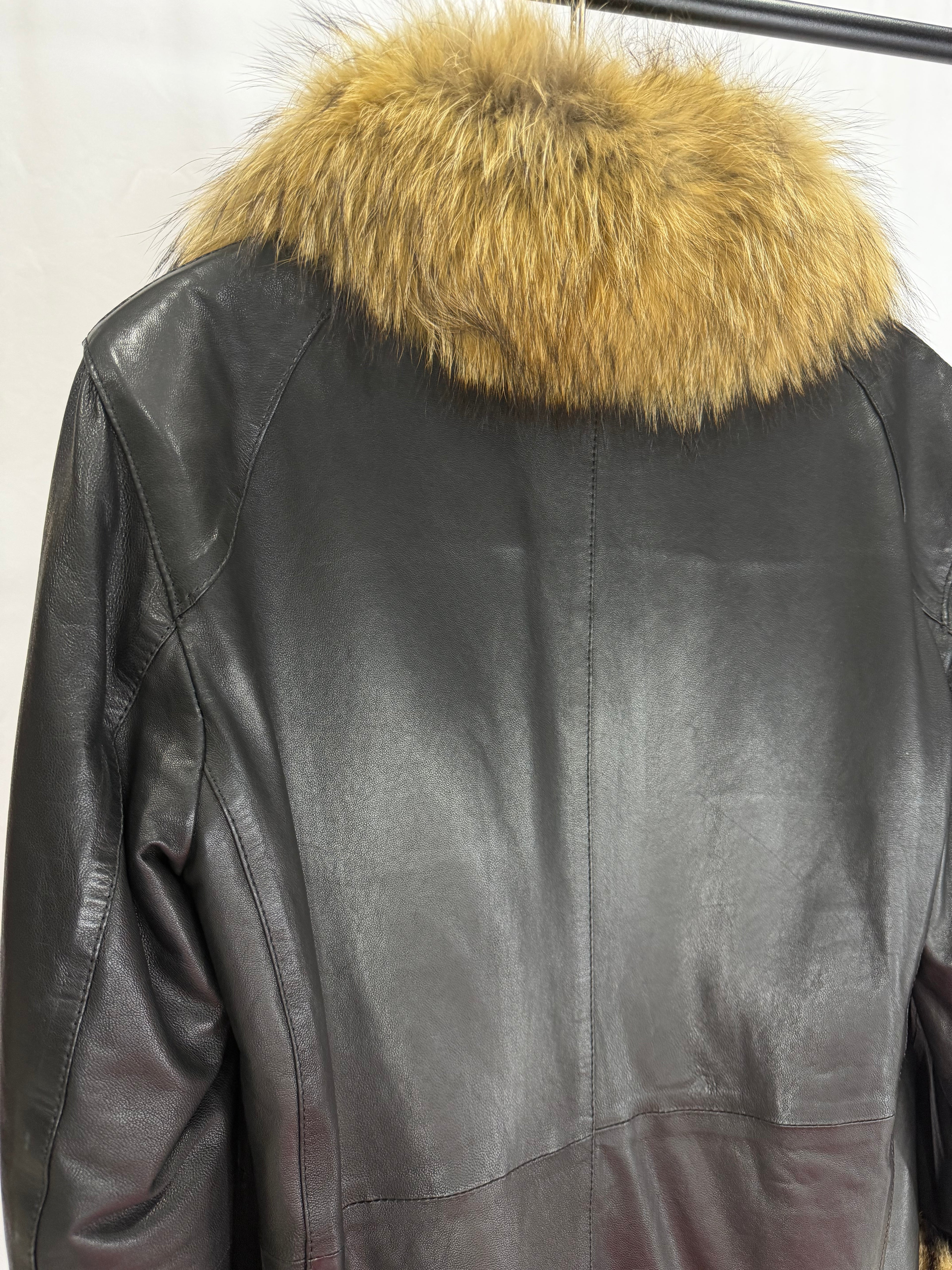 Royal Noir Wolf Fur Leather Coat