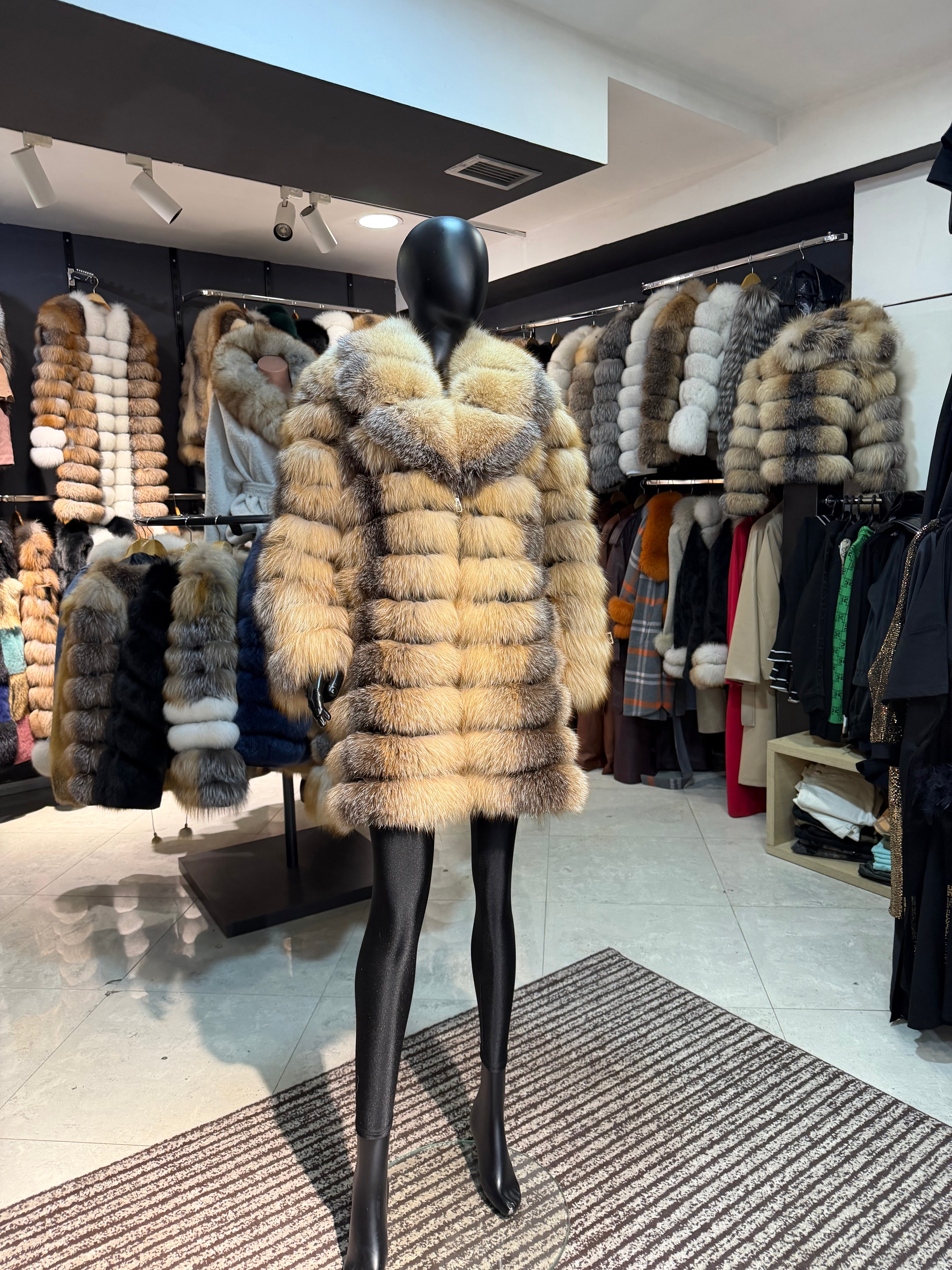 Royal Golden Fox Fur Coat – 8 in 1 Convertible Luxury Coat