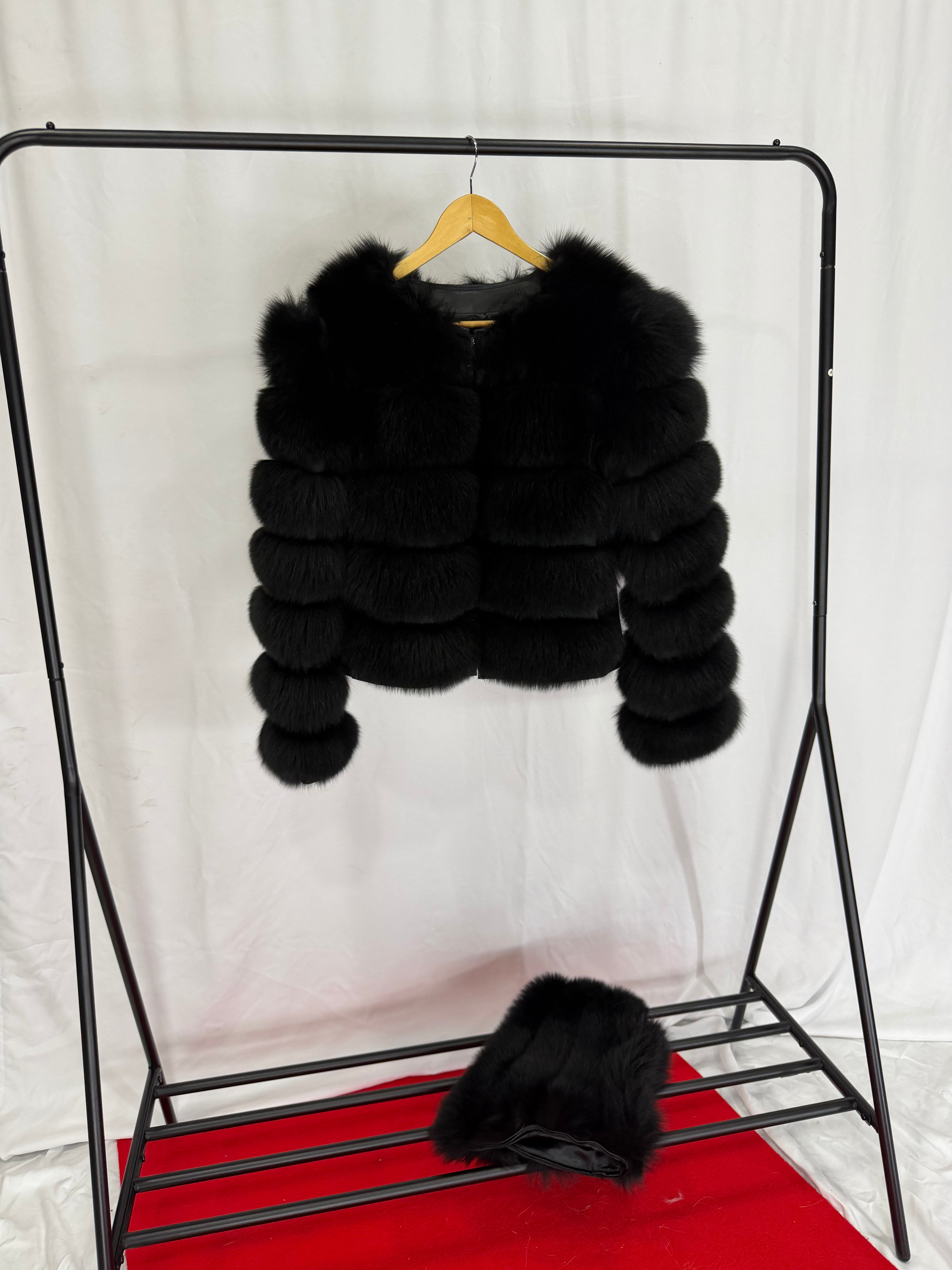 Noir Duchess Cropped Fur Jacket