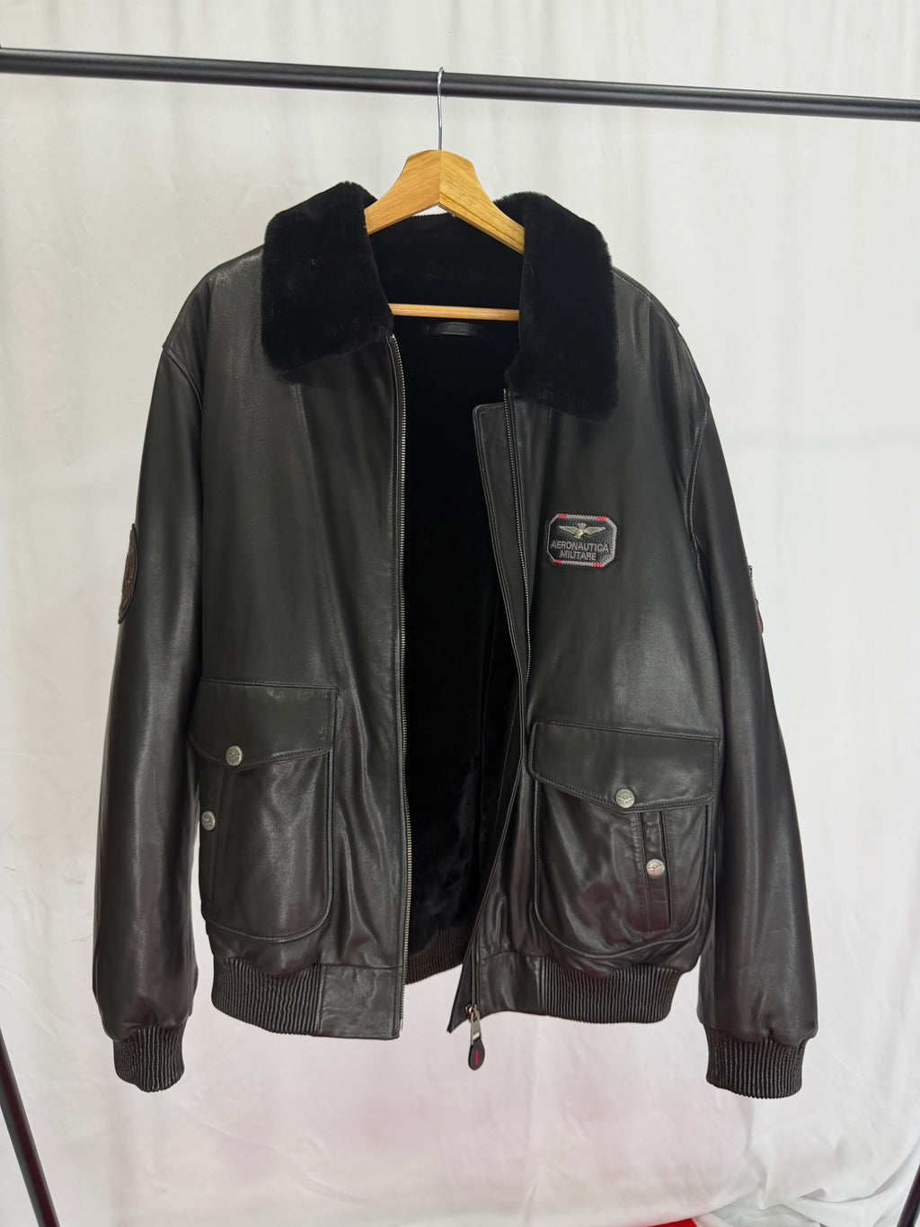 Midnight Royal Wolf Fur Leather Jacket