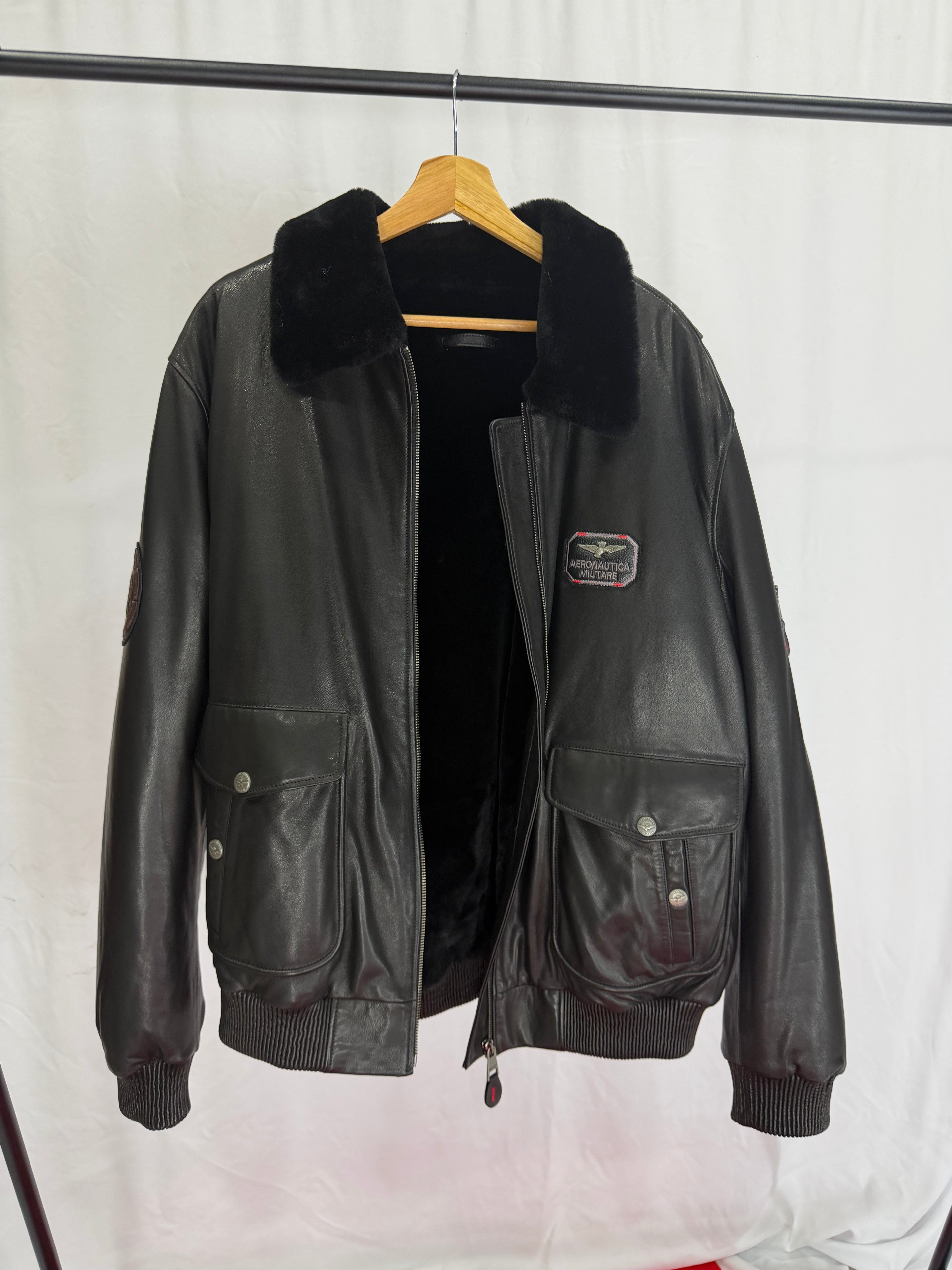 Midnight Royal Wolf Fur Leather Jacket