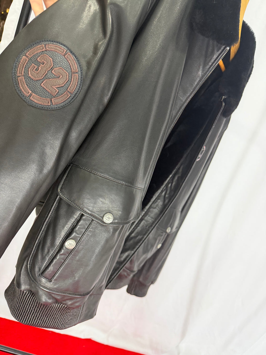 Midnight Royal Wolf Fur Leather Jacket