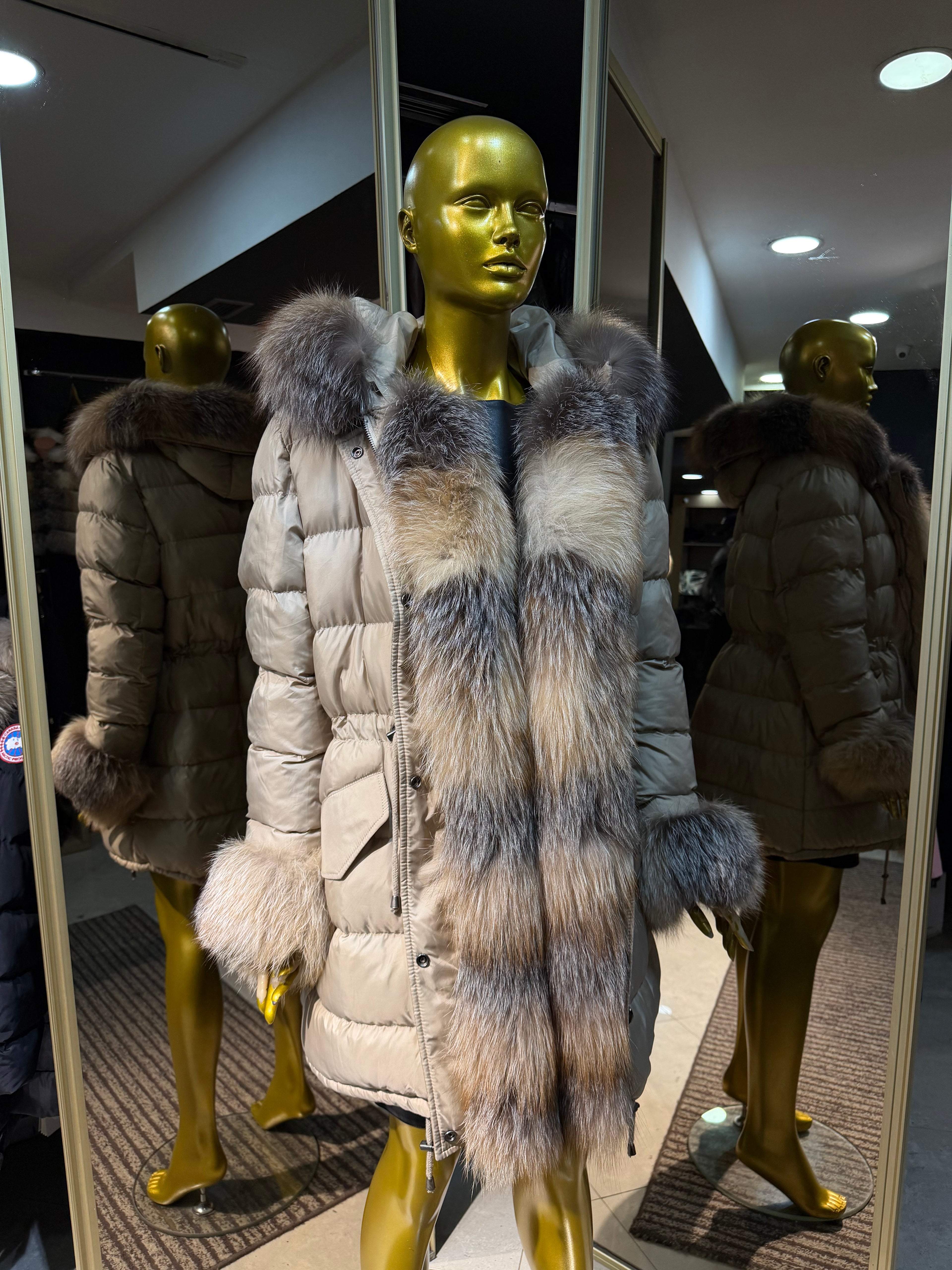 Arctic Wolf Natural Fur Long Coat