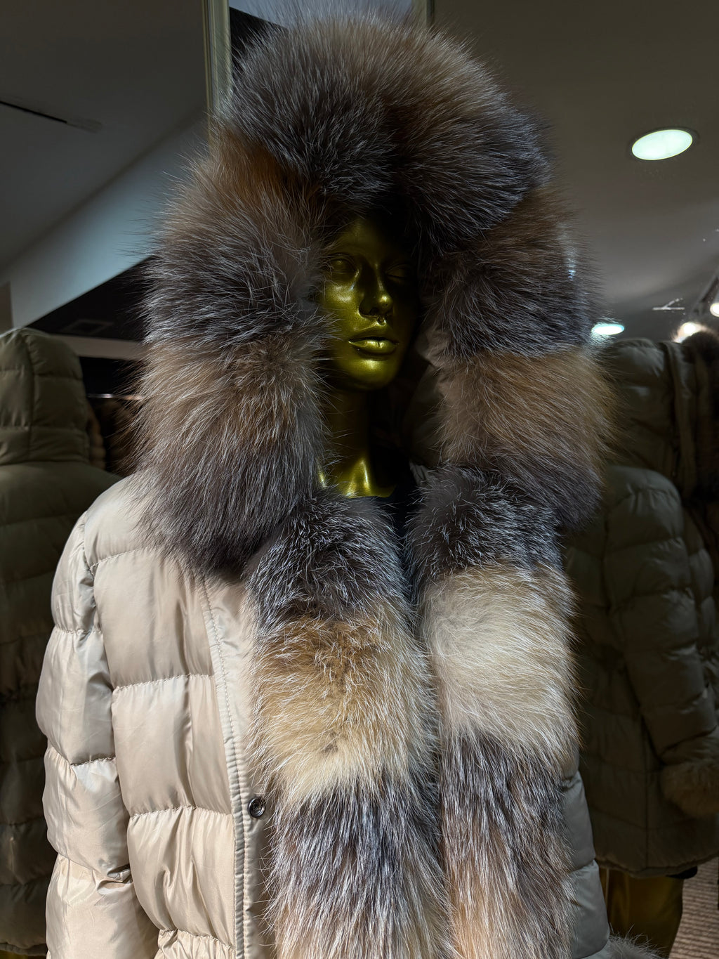 Arctic Wolf Natural Fur Long Coat