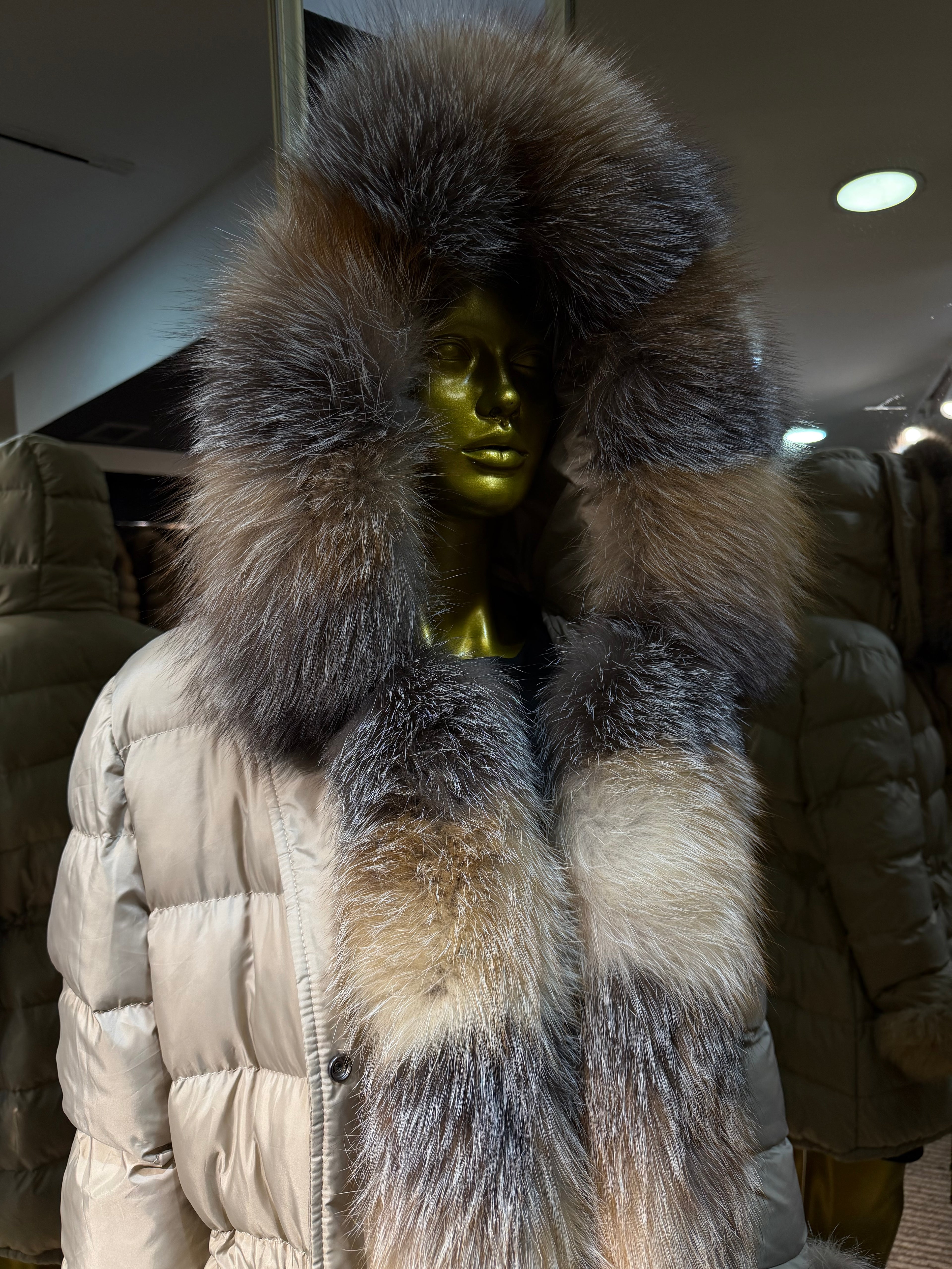 Arctic Wolf Natural Fur Long Coat