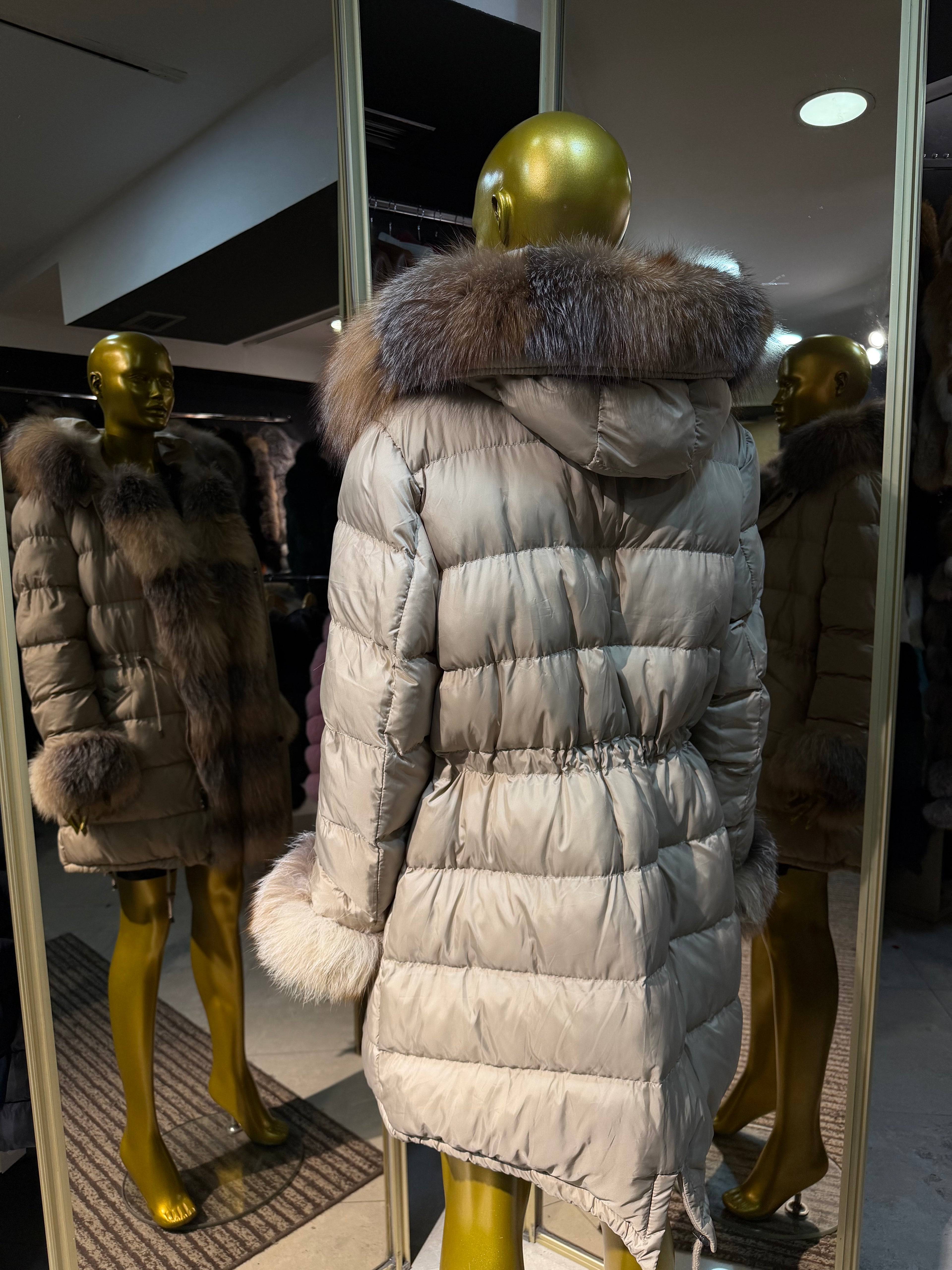 Arctic Wolf Natural Fur Long Coat