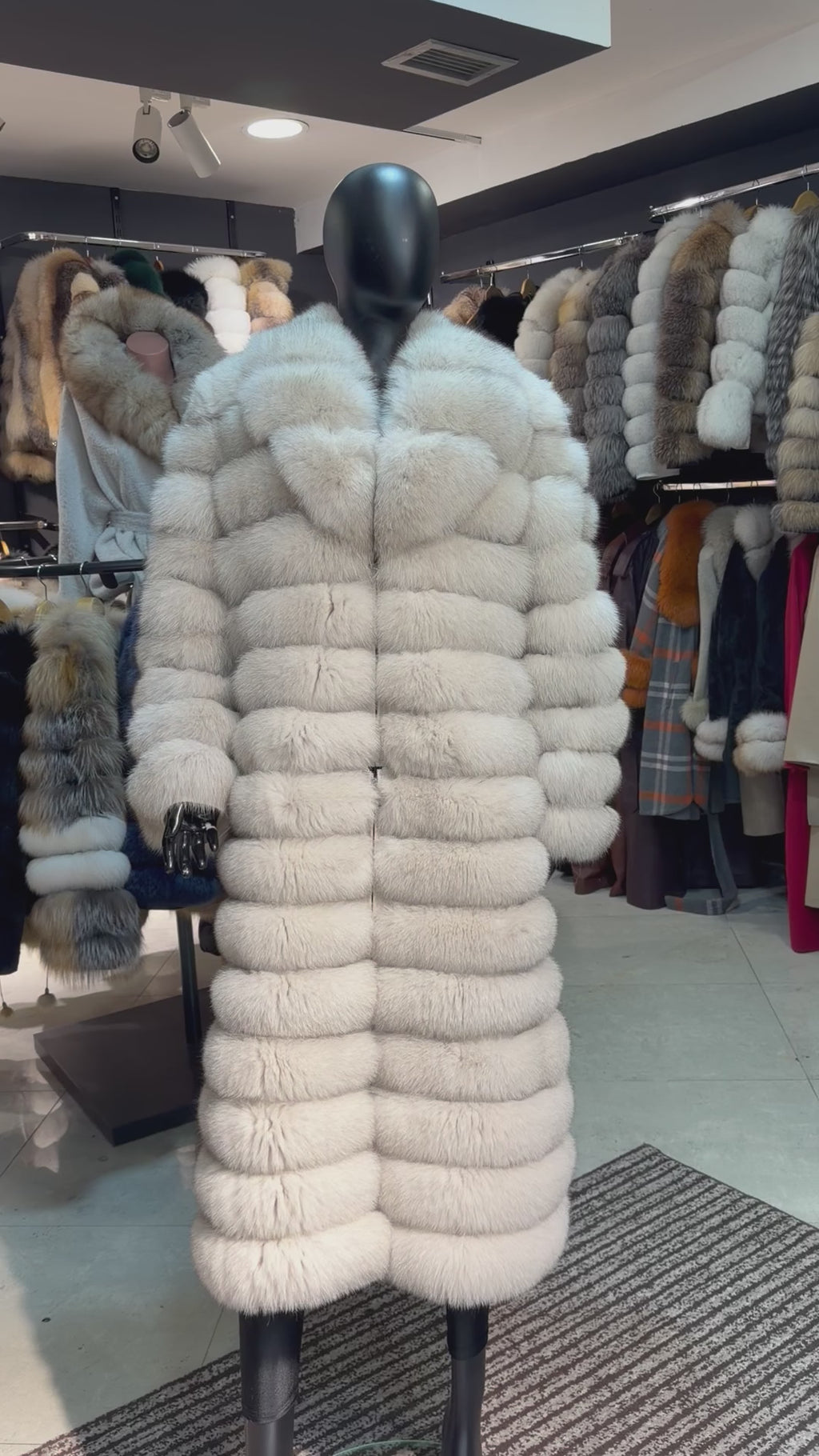 Royal Snow White Fox Fur Coat – 8-in-1 Convertible Luxury Edition