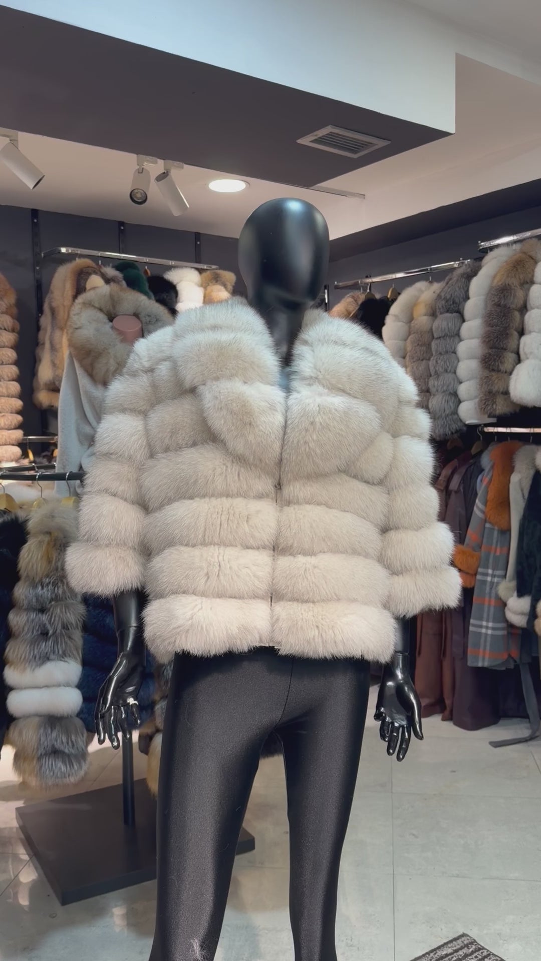 Royal Snow White Fox Fur Coat – 8-in-1 Convertible Luxury Edition