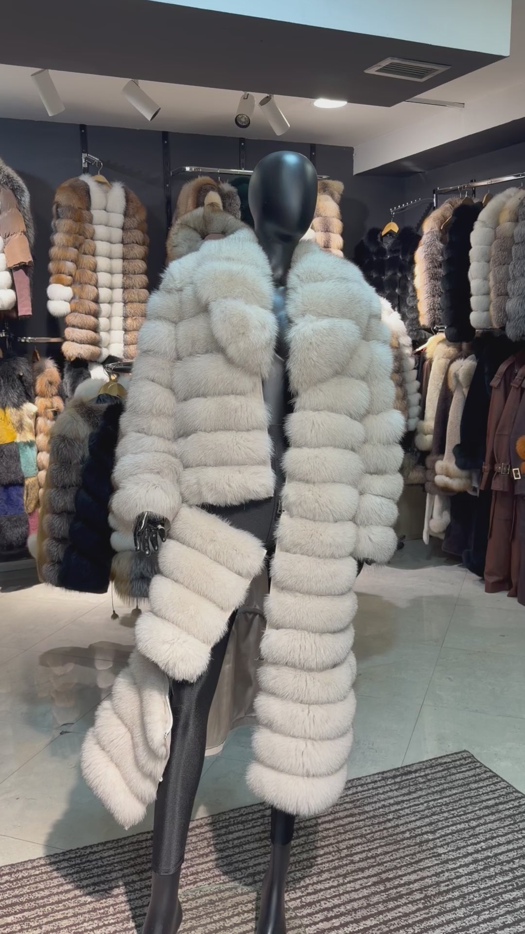 Royal Snow White Fox Fur Coat – 8-in-1 Convertible Luxury Edition