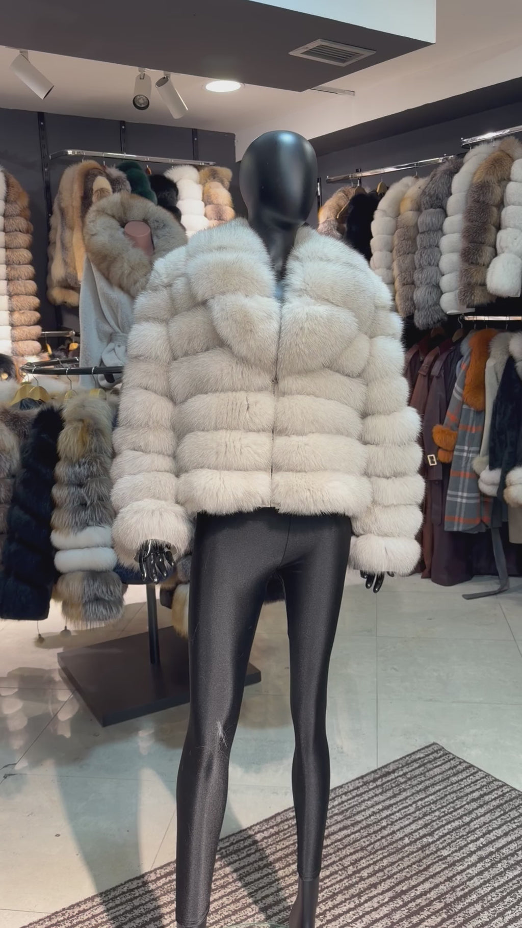 Royal Snow White Fox Fur Coat – 8-in-1 Convertible Luxury Edition
