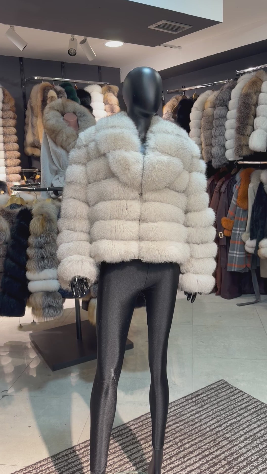 Royal Snow White Fox Fur Coat – 8-in-1 Convertible Luxury Edition
