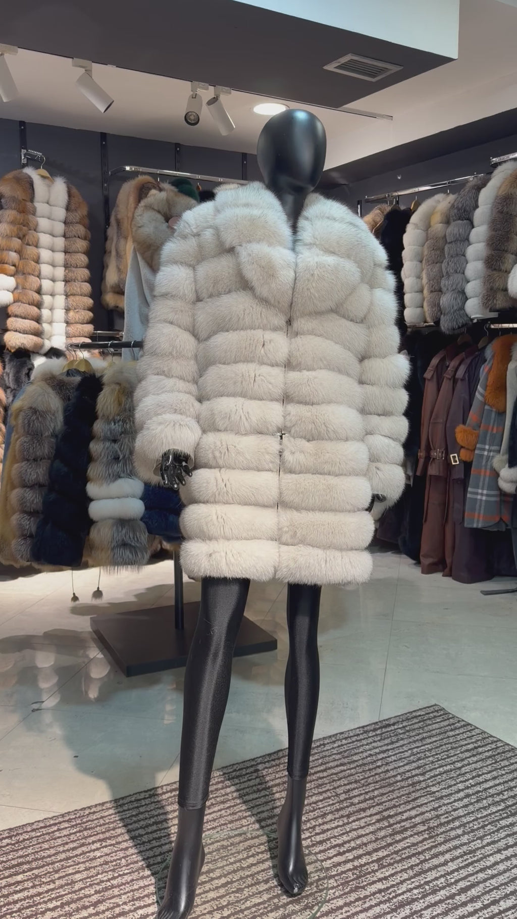 Royal Snow White Fox Fur Coat – 8-in-1 Convertible Luxury Edition